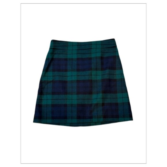 J. Crew Dresses & Skirts - Gently Worn Chic J.Crew Green Plaid Wool Mini Skirt, Size 8 (BB01)